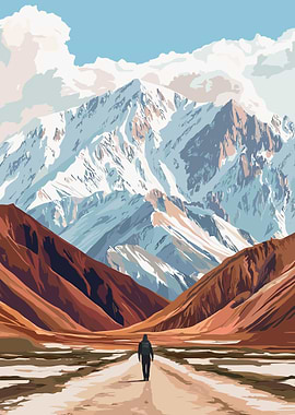 Mountain Trek Digital Art Landscape