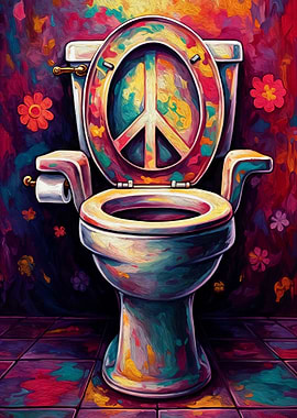 Psychedelic Toilet with Peace Sign