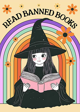 Read Banned Books Witch Illustration