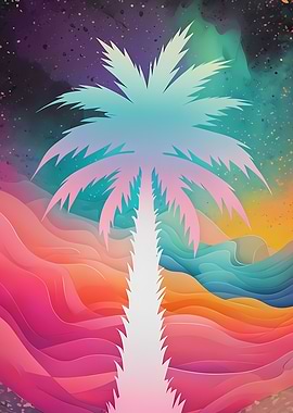 Colorful Palm Tree Digital Art
