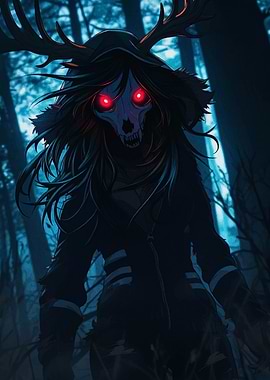 Mysterious Forest Creature with Skull Mask