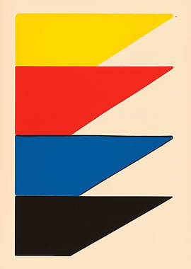 A dynamic composition of multicolored arrows