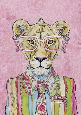 Lioness in Glasses and Suit
