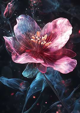 Abstract Floral Art with Cosmic Hues