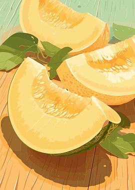 Cantaloupe Slices Still Life