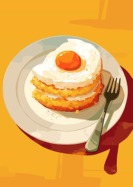 Pancakes with Egg Digital Art