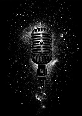 Vintage Microphone in Space