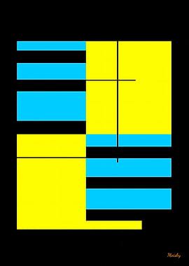 Yellow and Cyan Grid Bauhaus Minimalist Poster