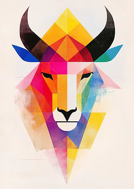 A geometric animal portrait in vibrant colors