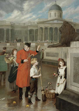 Trafalgar Square Painting with Children and Guard