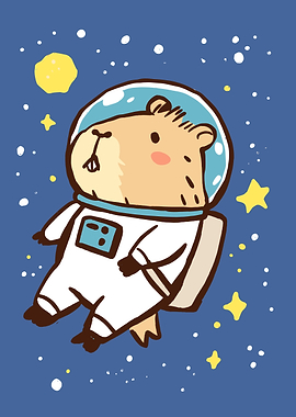 Cartoon Hamster Astronaut in Space