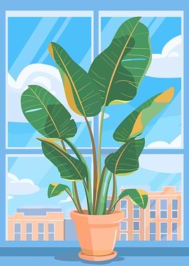 Indoor Plant by the Window Illustration
