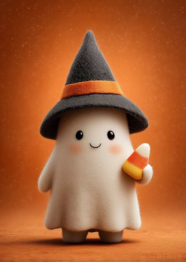 Cute Halloween Ghost with Candy Corn