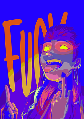 Stylized Portrait with Bold Text