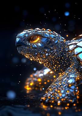 Glistening Turtle with Gemstone Shell