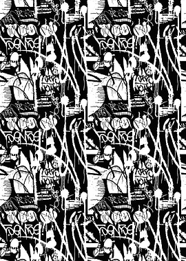 Black and White Graffiti Pattern