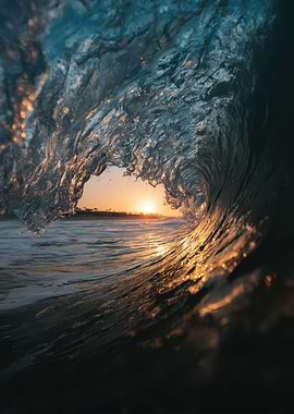 Ocean Wave at Sunset