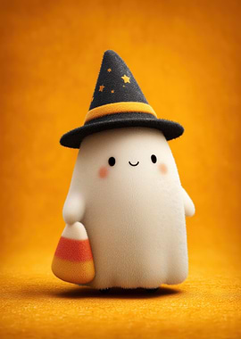 Cute Halloween Ghost with Candy Corn