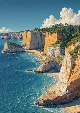 Coastal Cliffs and Turquoise Sea