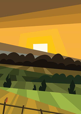 Abstract Landscape with Sunset