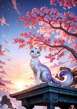 Fantasy Cat Cherry Blossom