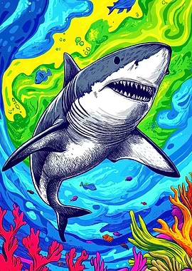 Shark Colorful Ocean