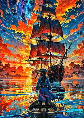 Pirate Ship Sunset