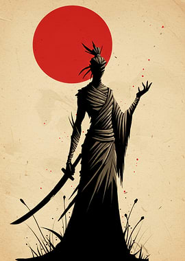 Silhouette of a Samurai with Sword