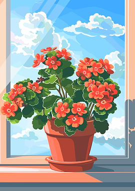 Potted Flowers by the Window