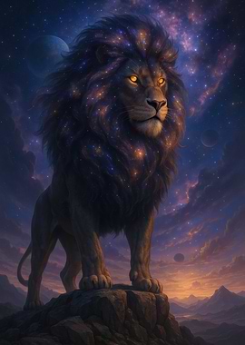 Celestial Lion on Mountain Peak