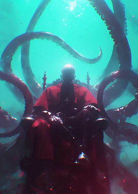 Underwater Throne with Octopus and Figure