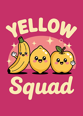 Yellow Squad Cartoon Fruit Illustration