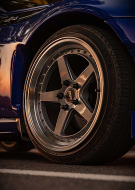 Blue Car Wheel Close-Up