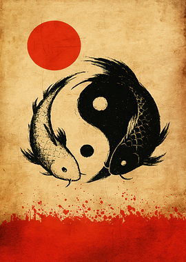 Yin Yang Koi Fish Art