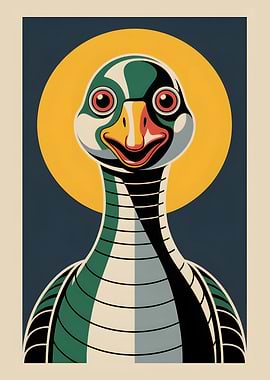 Bauhaus Style Goose Portrait with Halo