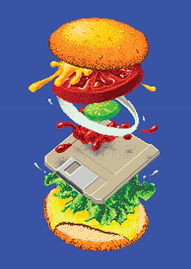 Floppy Disk Burger Pixel Art