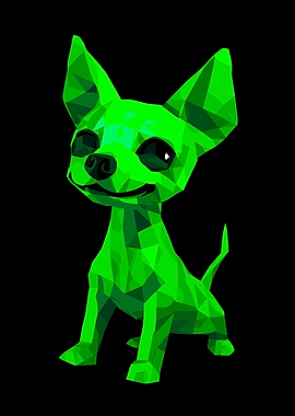 Green Dog Chihuahua Geometric