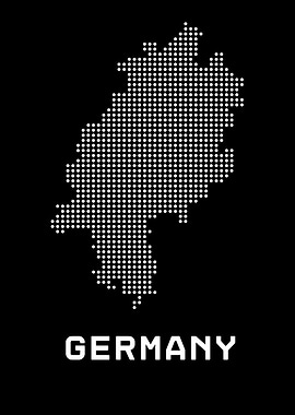 Germany Map Dotted White on Black