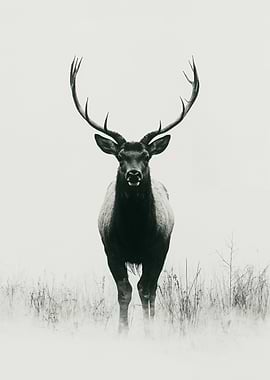 Majestic Elk Portrait in Monochrome