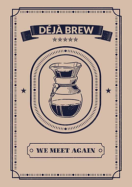 Deja Brew Vintage Coffee Poster