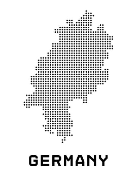 Germany Map Dotted Black and White