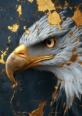 Eagle Portrait with Gold Accents