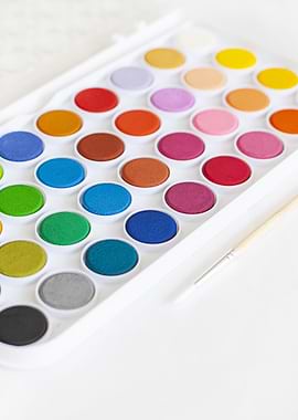 Watercolor Paint Palette with Brush