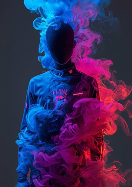 Abstract Figure with Colorful Smoke