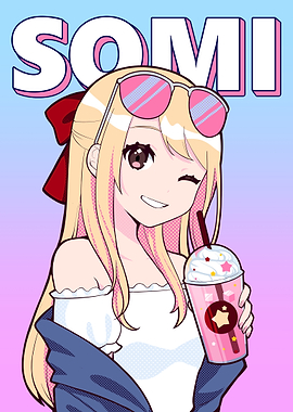 Somi Anime Girl with Drink