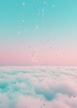 Dreamy Sky with Clouds and Petals