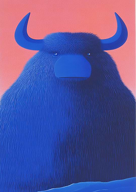 Blue Furry Creature with Horns