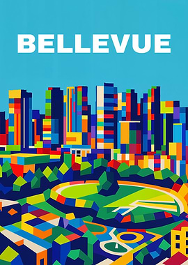 Bellevue Cityscape Colorful Art
