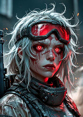 Cyberpunk Warrior with Red Goggles