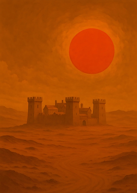 Orange Castle Under a Red Sun